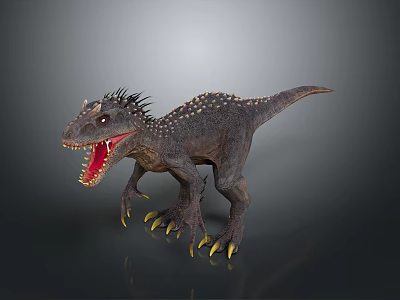 Fierce Dinosaur Character With Spiked Back Open Mouth Sharp Teeth And Yellow Claws 3d model