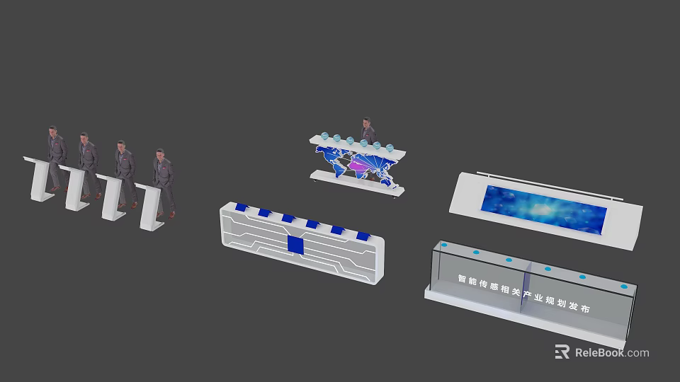 Modern Commercial Equipment With Intelligent Exhibition Stands And Digital Display Screens 3d model 