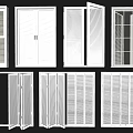 Various White Window Shutters with Open and Closed Designs for Home Interior Decor 3d model