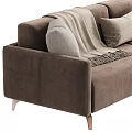 Modern Sectional Sofa With Soft Fabric Pillows Throw Blanket And Neutral Tones 3d model