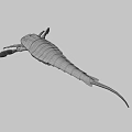 Ancient Sea Creature With Black Body Orange Markings Large Claws And Spiked Tail