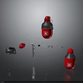 Red Thermos Flask With Detachable Lid Straw And Seal Ring Components