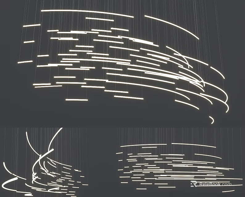 Modern Artistic Chandelier Design With Sleek Hanging Lines And Contemporary Interior 3d model 
