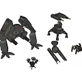 Detailed Game Movie Mechanical Characters with Multiple Sizes and Futuristic Designs