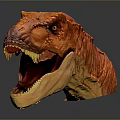 Orange Dinosaur Head Model With Open Mouth Sharp Teeth And Textured Skin 3d model