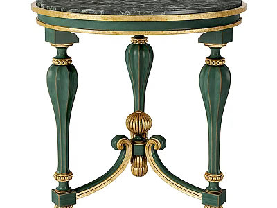 Elegant Classic Side Table With Round Marble Top And Green Gold Accent Legs 3d model