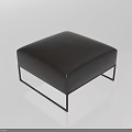 Modern Minimalist Black Leather Ottoman With Metal Frame Contemporary Design