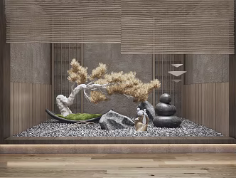 Japanese landscape sketch Zen courtyard sketch 3d model