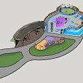 Colorful Park Design With Play Areas Lawns Pathways And Rest Pavilions
