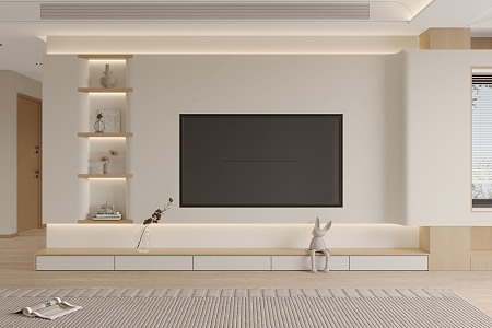 Modern TV Background Wall Log TV Background 3d model