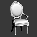 Classic Ornate Armchair With Ivory Frame Carved Legs And Golden Patterned Back