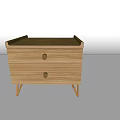 Wooden Chest of Drawers With Two Drawers And Brass Handles On Slender Legs
