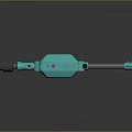 Turquoise Handheld Mechanical Tool With Black Handles Rod And Fan Shaped End