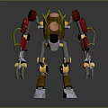 Mechanical Robot Character And Plant Bio Hybrid With Red Arms Yellow Joints White Feet