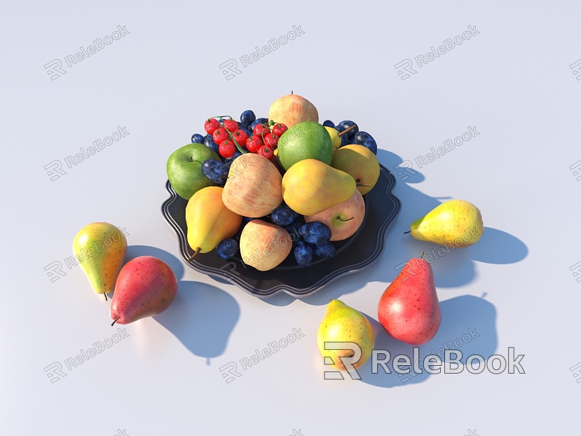 Grape Pear Apple Fruit Plate Fruit Plate model