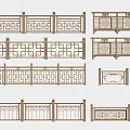 Traditional Decorative Railings With Various Intricate Patterns and Styles 3d model