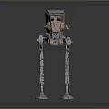 Sci Fi Mechanical Character With Coral Orange Gray Armor And Four Legged Walker Weaponry