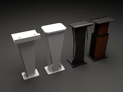 Modern Functional Desks with Four Different Styles in White Black and Brown 3d model