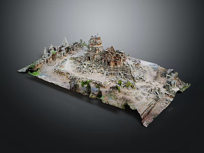 Detailed Ancient Ruins Model Featuring Stone Structures And Overgrown Vegetation 3d model
