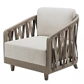 Modern Leisure Chair with Wooden Frame Crossed Armrest and Light Cushion