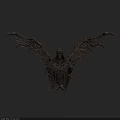 Hooded Mythical Character Sculpture With Ornate Winged Creature Design Details