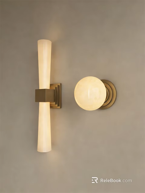 Modern Elegant Wall Lamps With Long Rectangular And Round Designs Warm Light 3d model 