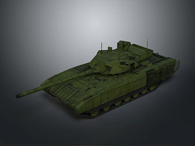 Military Tank 3D Model Design With Green Armor Tracks And Cannon Structure 3d model