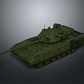 Military Tank 3D Model Design With Green Armor Tracks And Cannon Structure