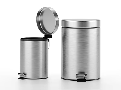 Public Facilities Stainless Steel Foot Pedal Trash Cans with Open and Closed Lids 3d model