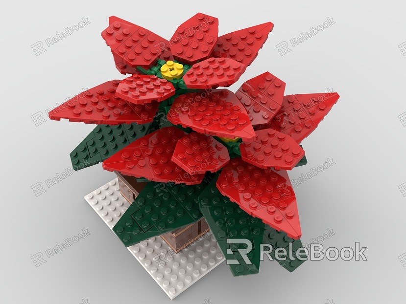 LEGO Toy Christmas Flower Plant Flower Vase Winter Christmas model