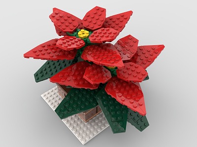 LEGO Toy Christmas Flower Plant Flower Vase Winter Christmas model