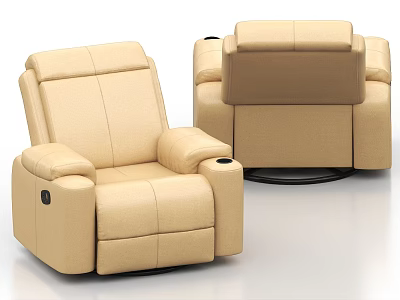 Beige Leather Massage Chair With Swivel Base Cup Holder And Comfortable Design 3d model