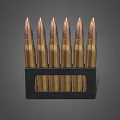 Brass Bullets Arranged In Black Magazine For Ammunition Storage
