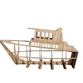 Handcrafted Wooden Ship Model With Intricate Multi Layered Structure And Deck 3d model