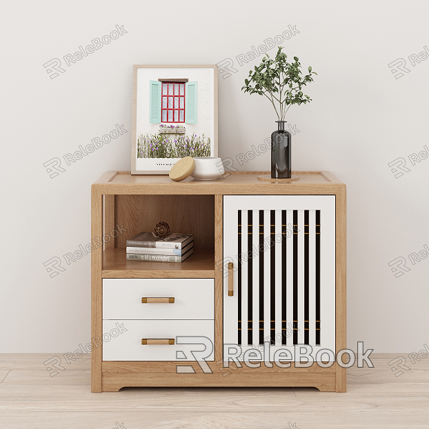 Nordic Bedside Table Solid Wood Entrance Cabinet Side Cabinet model