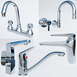 Modern faucet stainless steel faucet combination 3d model