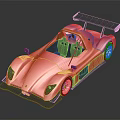 Red Open Top Racing Car With Aerodynamic Rear Wing And Streamlined Body
