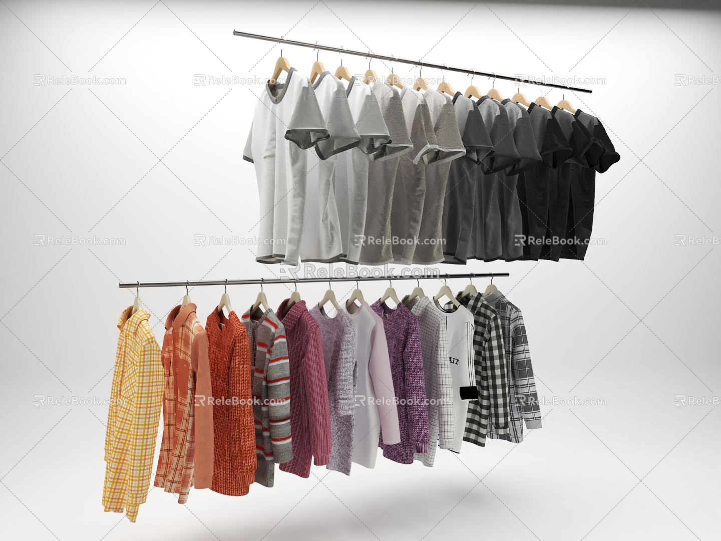 Modern clothes clothes combination series 3d model