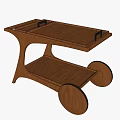 Wooden Industrial Mobile Cart With Two Tier Shelves And Rolling Casters