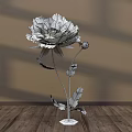 Floral Display With Creamy White Peony Green Leaves On Brown Wall Wooden Floor