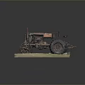 Vintage Tractor Model Displayed On Grass Covered Base With Detailed Parts
