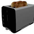 Black Kitchen Toaster With Toasted Bread Slices For Morning Breakfast Use
