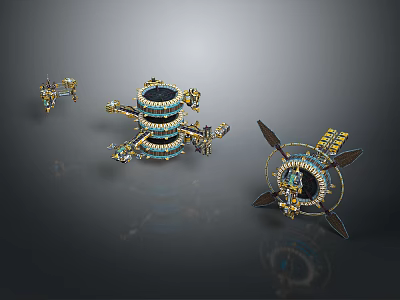 Ornate Decorative Garden Ornaments With Layered Design And Colorful Metal Details 3d model