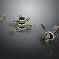 Ornate Decorative Garden Ornaments With Layered Design And Colorful Metal Details
