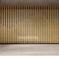 Modern Wooden Vertical Slat Wall With Gradient Height Design And Built In Lighting Strip