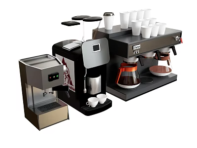 Modern Household Coffee Electrical Appliances with Espresso Machine Multiple Cups and Brewing Function 3d model