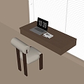 Modern bedroom desk chair single chair venetian blinds 3d model