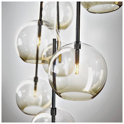 Modern Minimalist Chandelier With Transparent Glass Globes And LED Bulbs In Hanging Design 3d model