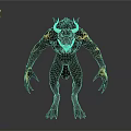 Fierce Mythical Monster Featuring Black Body Yellow Horns Golden Decorations And Sharp Claws