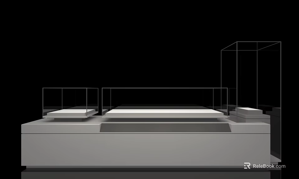 Minimalist Display Shelves And Showcases With Open Frames And Multiple Platforms 3d model 